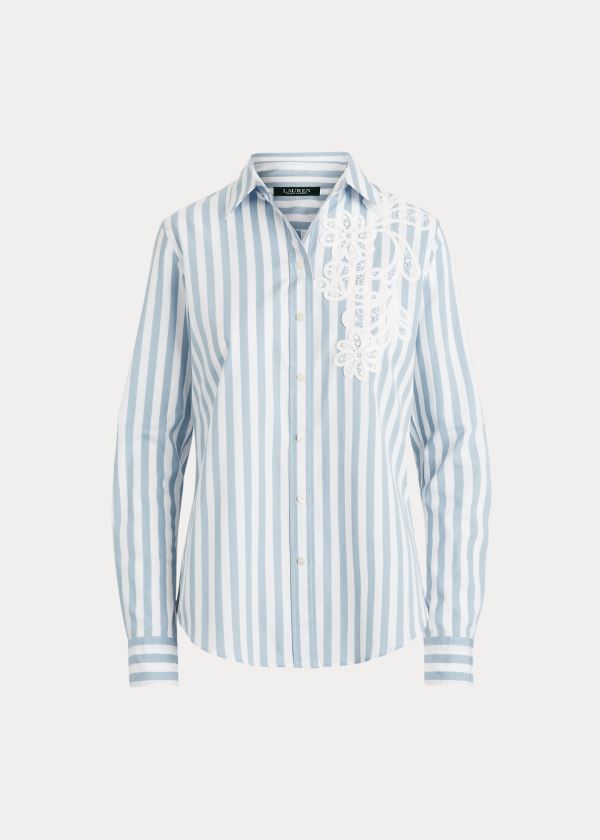 Camisa Ralph Lauren Mujer Azules / Blancos - Striped Cotton - AIXWY6075